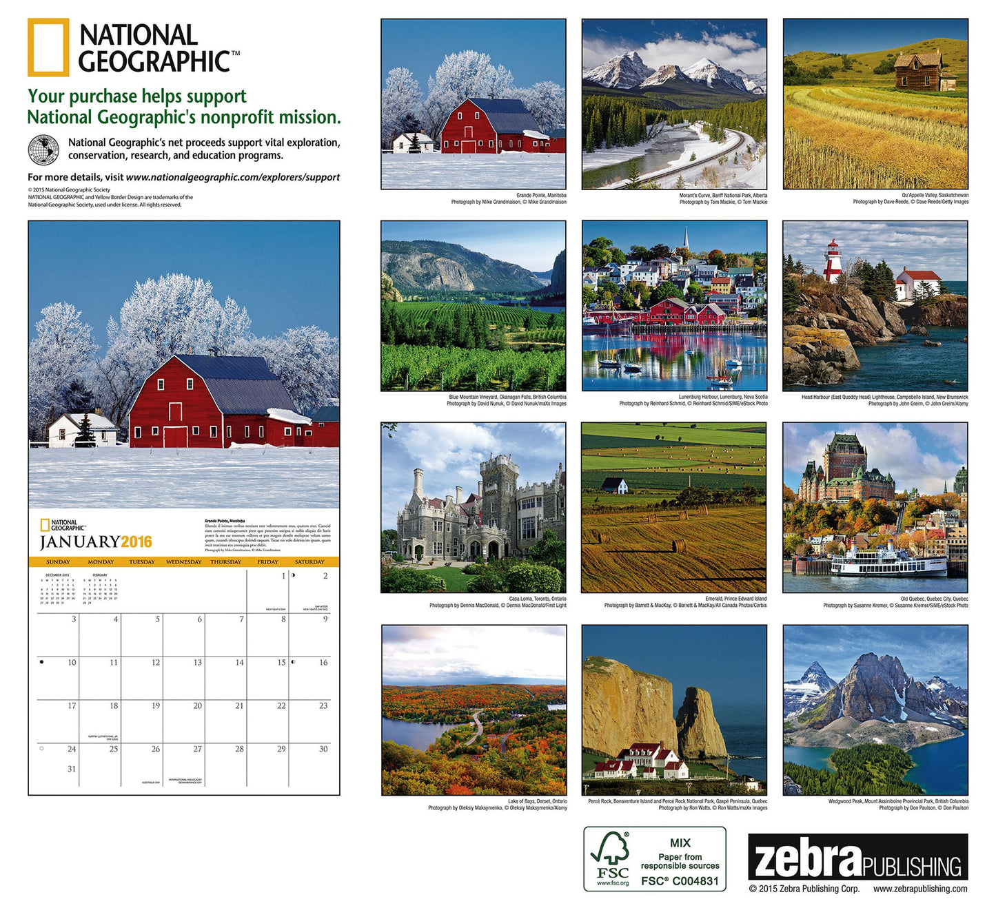 2016 Canada Wall Calendar