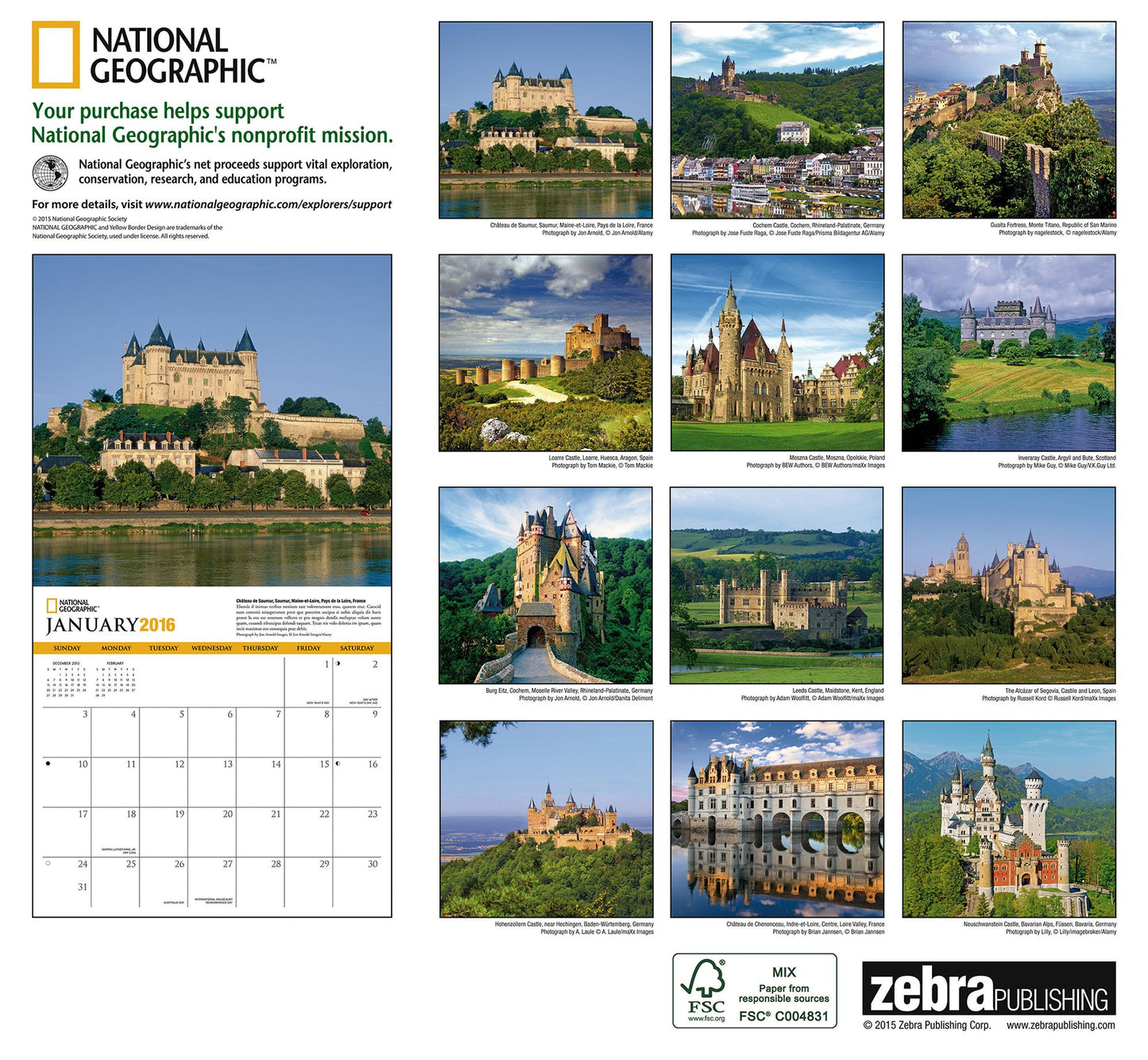 2016 Castles Wall Calendar