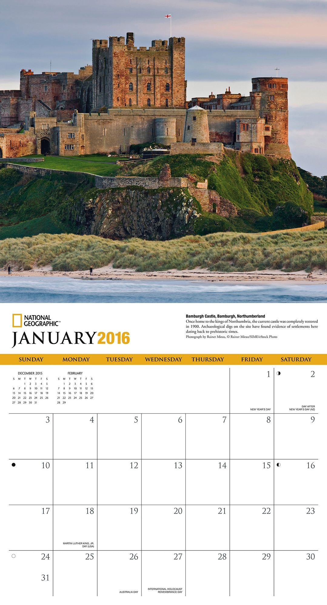 2016 England Wall Calendar
