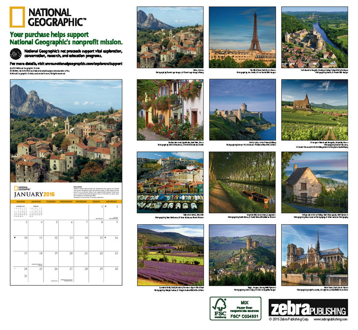 2016 France Wall Calendar