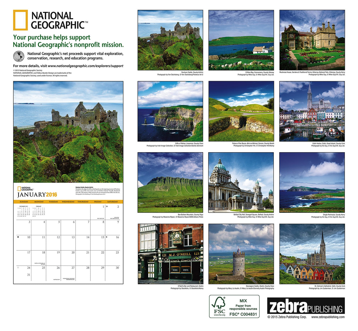 2016 Ireland Wall Calendar
