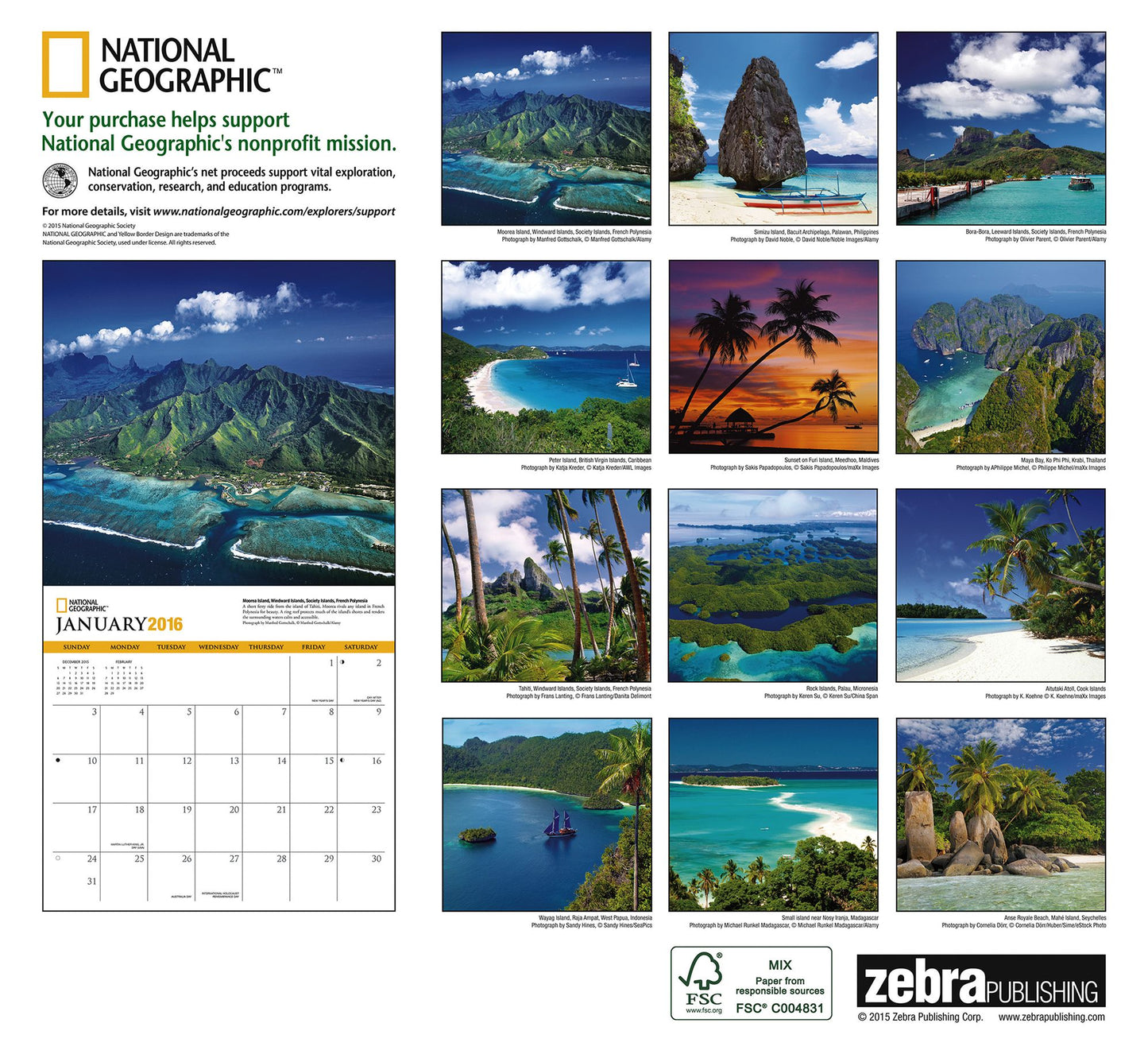2016 Islands Wall Calendar