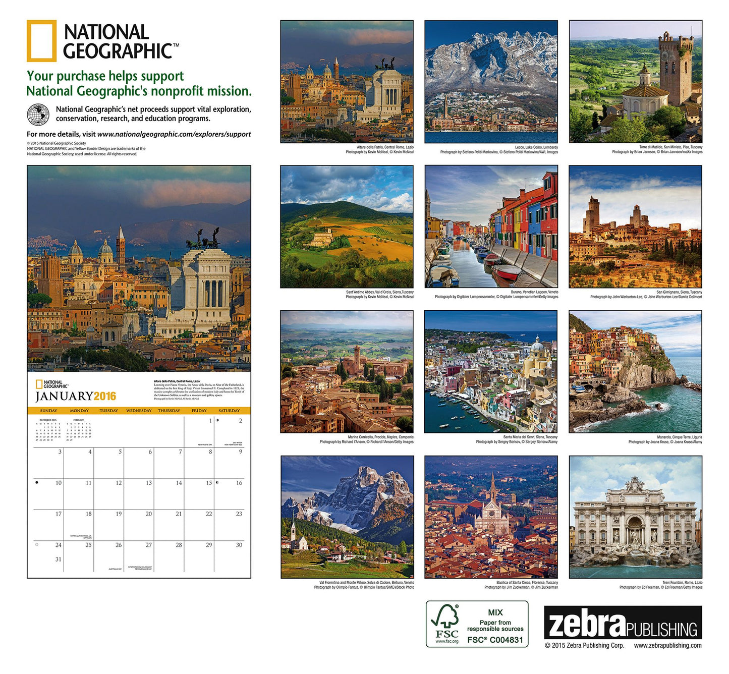 2016 Italy Wall Calendar