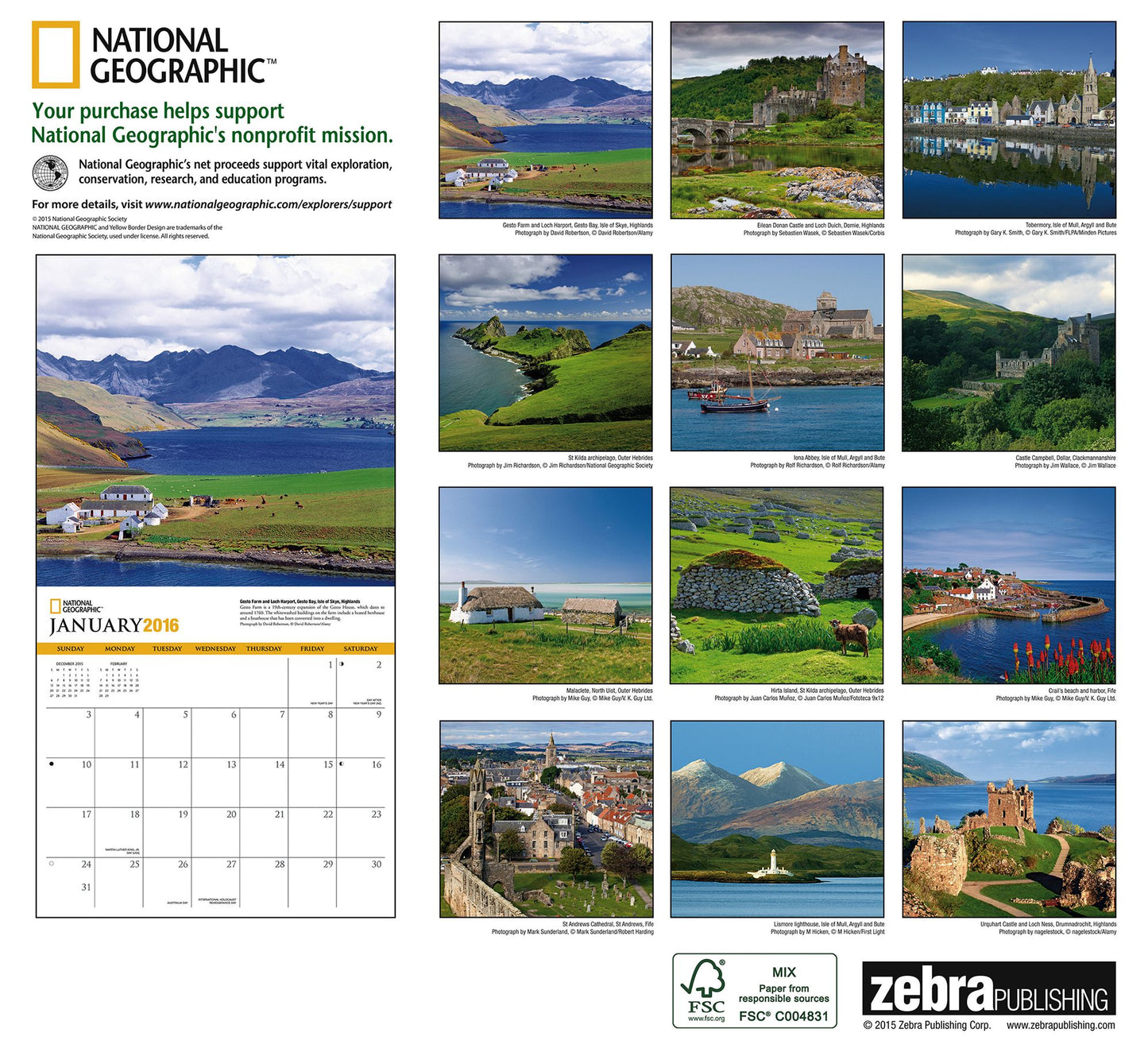 2016 Scotland Wall Calendar