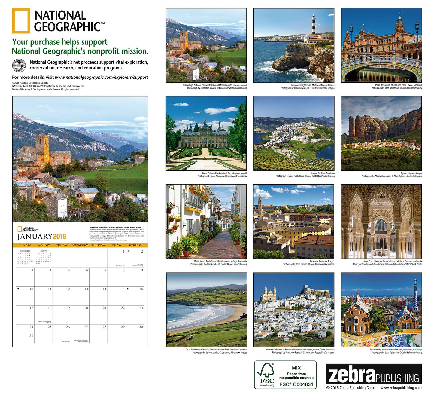 2016 Spain Wall Calendar