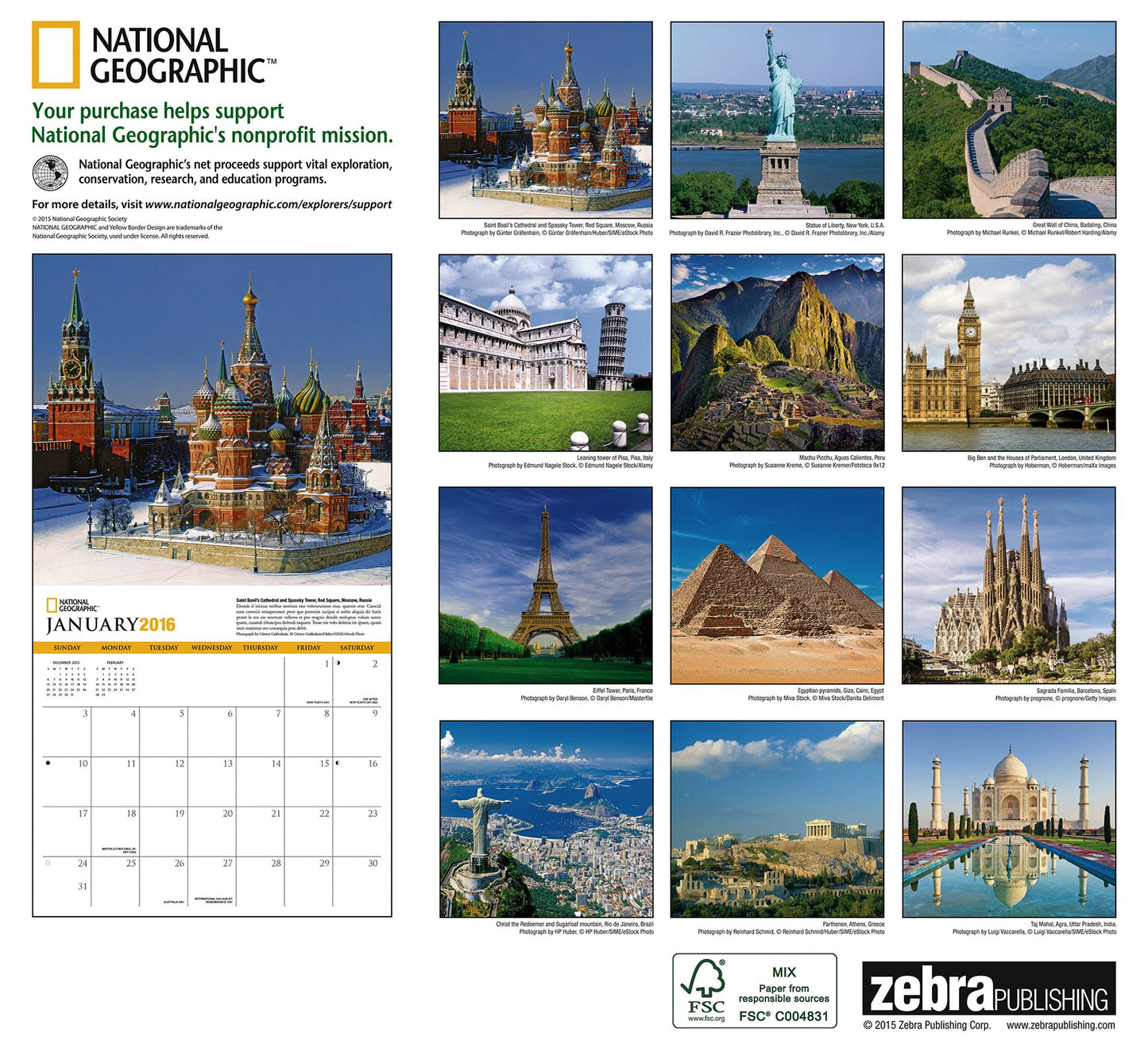 2016 World Travel Wall Calendar