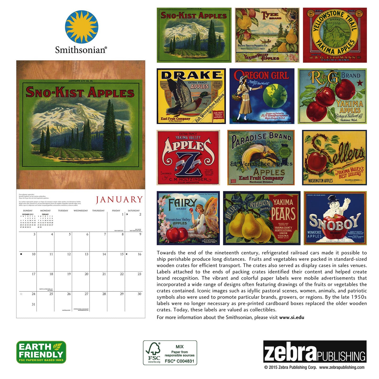 2016 Fruit Crate Labels Wall Calendar