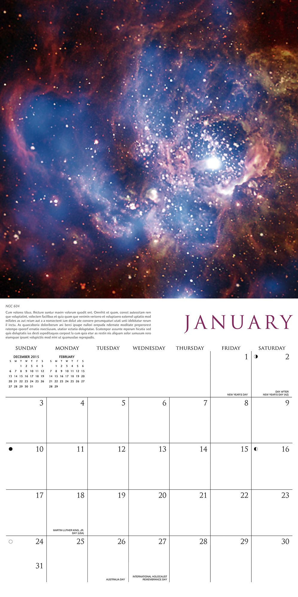 2016 Space Wall Calendar