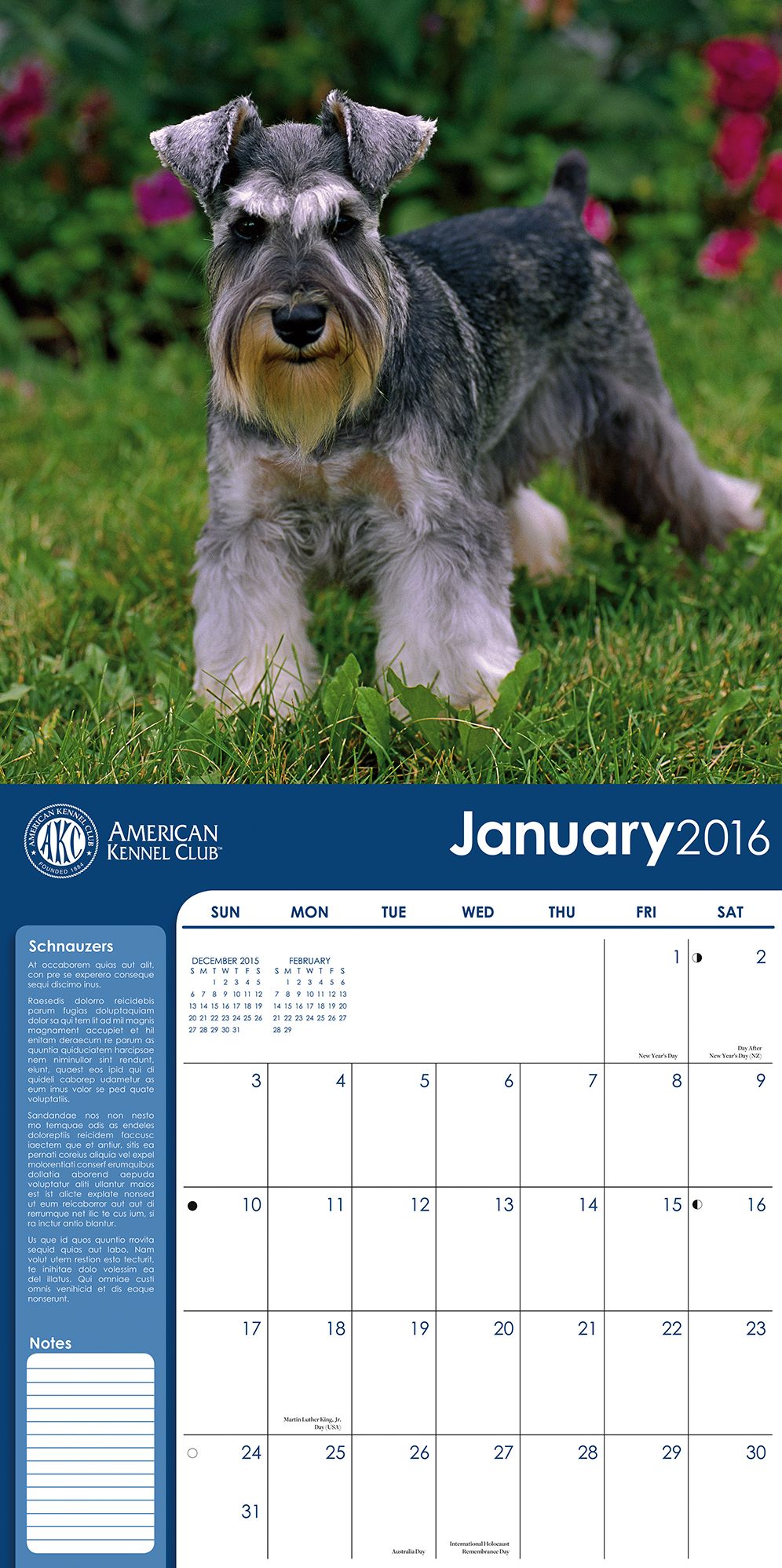 2016 Schnauzers Wall Calendar
