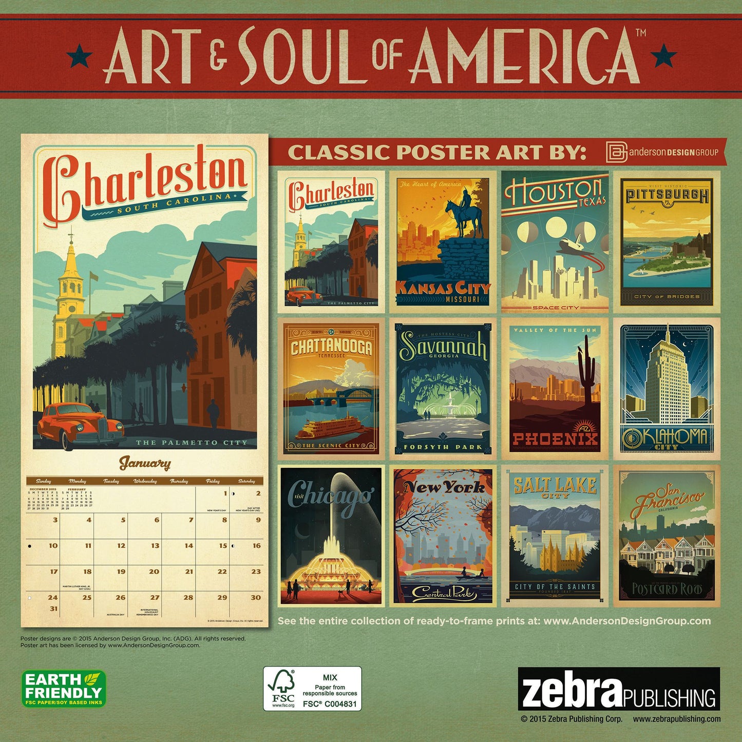2016 American Cities Classic Posters Wall Calendar