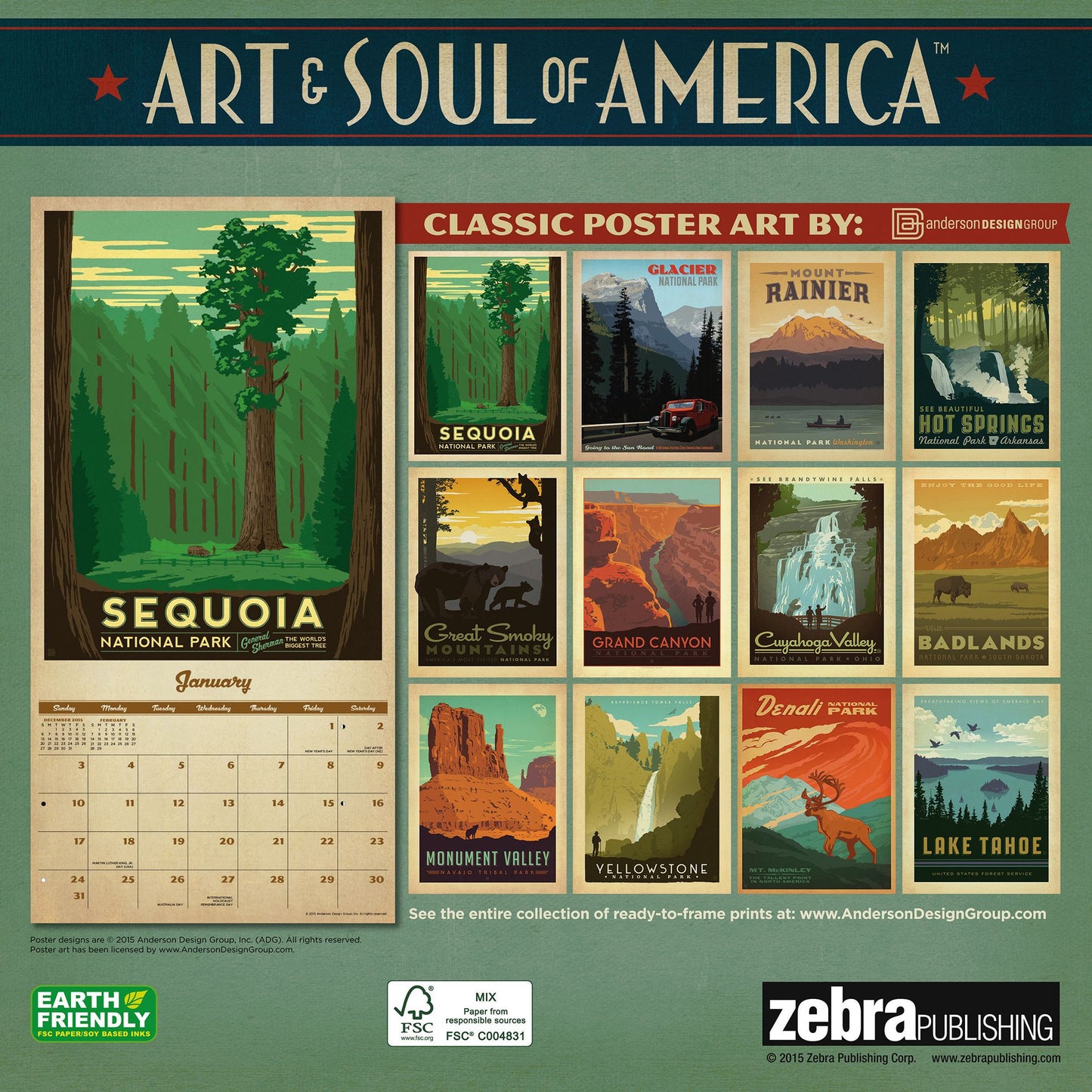 2016 National Parks Classic Posters Wall Calendar