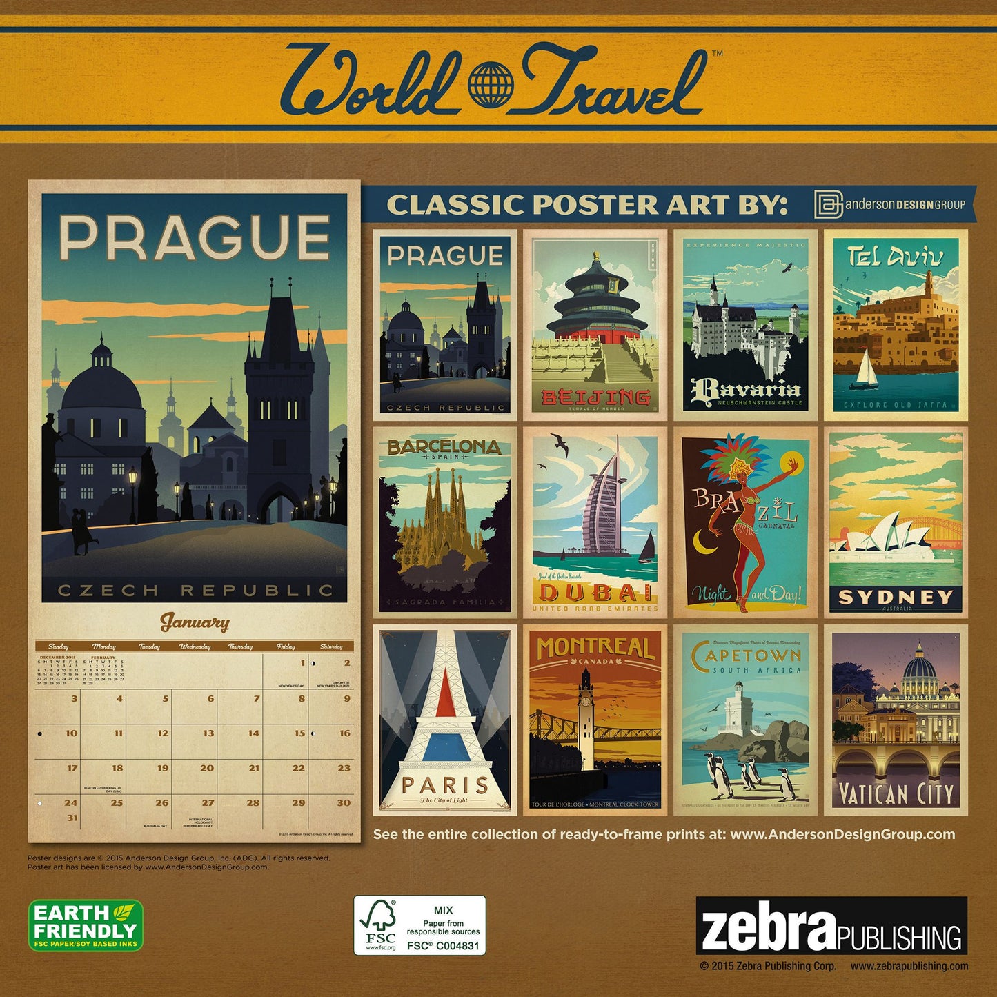 2016 World Travel Classic Posters Wall Calendar