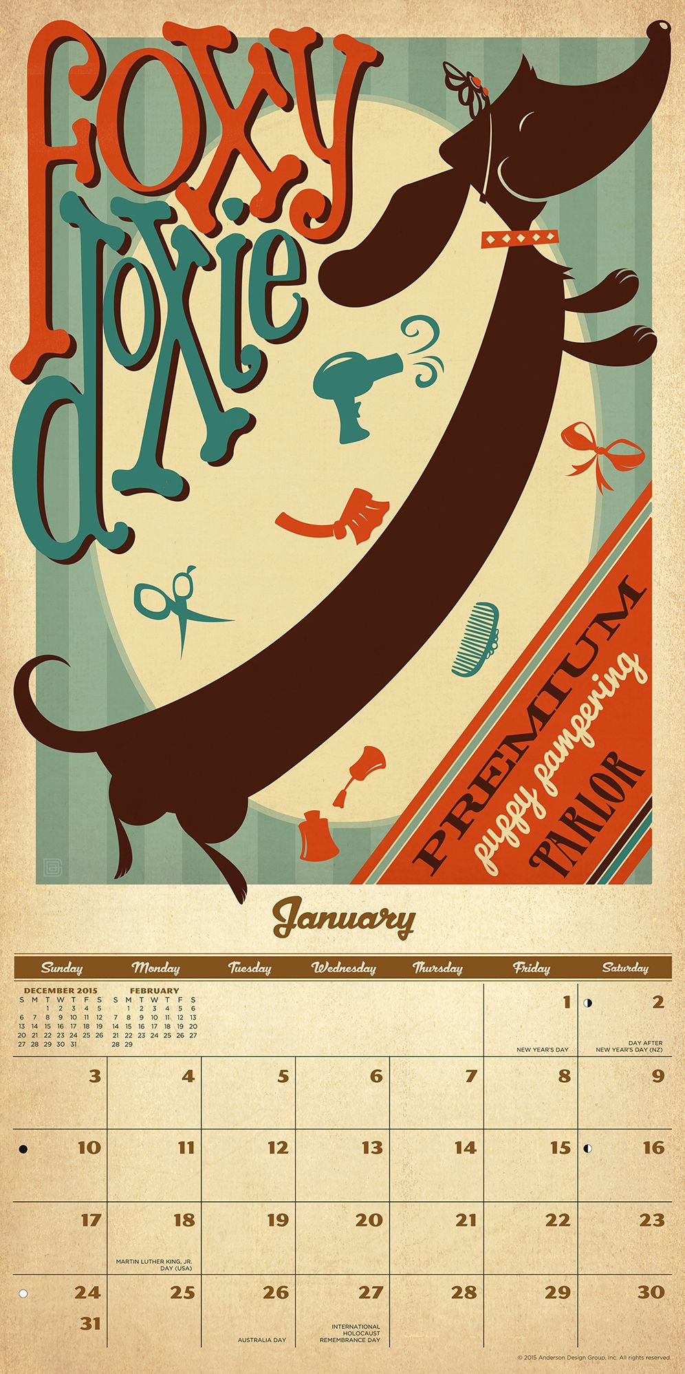2016 Hot Diggety Dog Wall Calendar