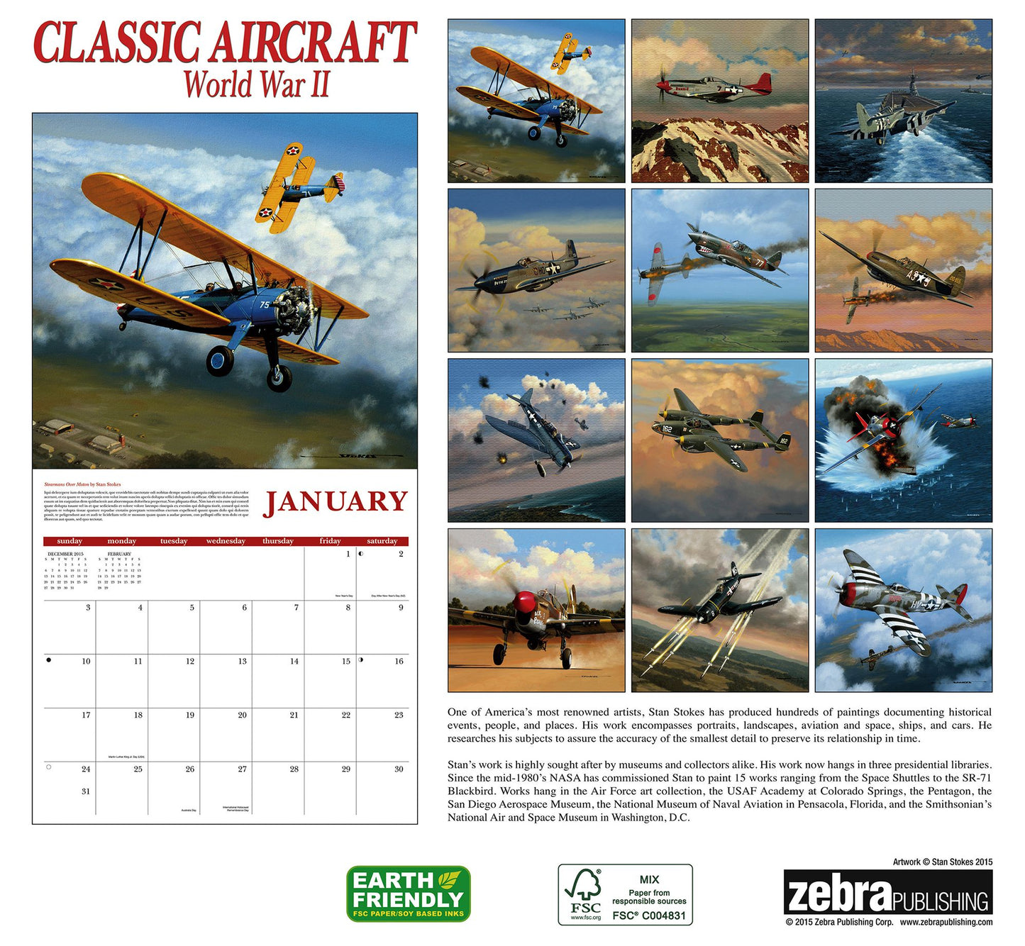 2016 Classic Aircraft WWII Wall Calendar