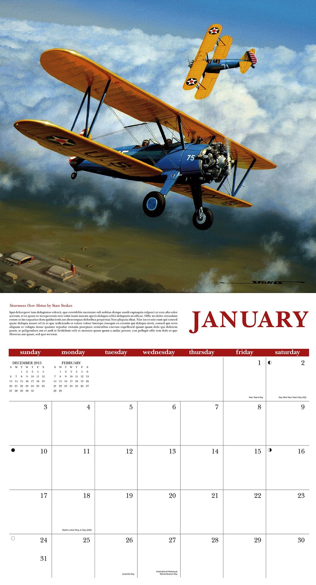 2016 Classic Aircraft WWII Wall Calendar