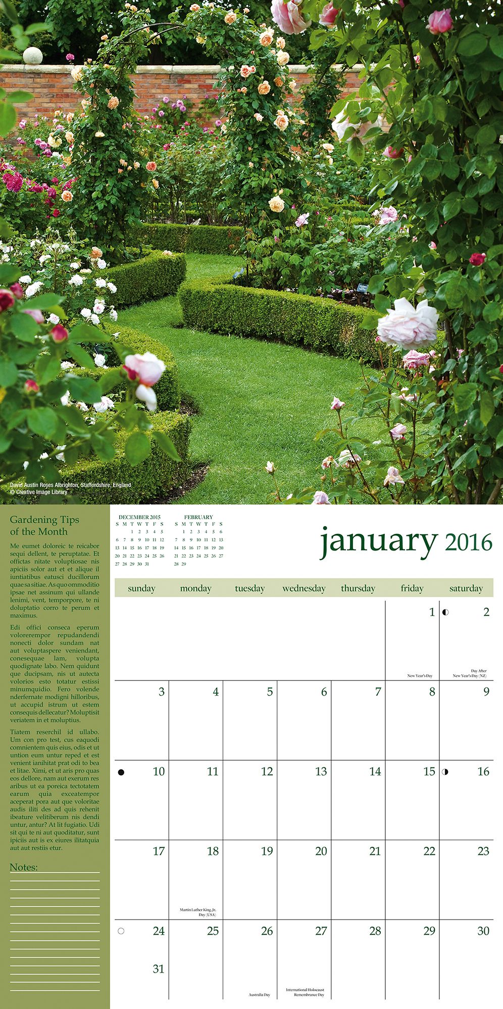 2016 Dream Gardens Wall Calendar