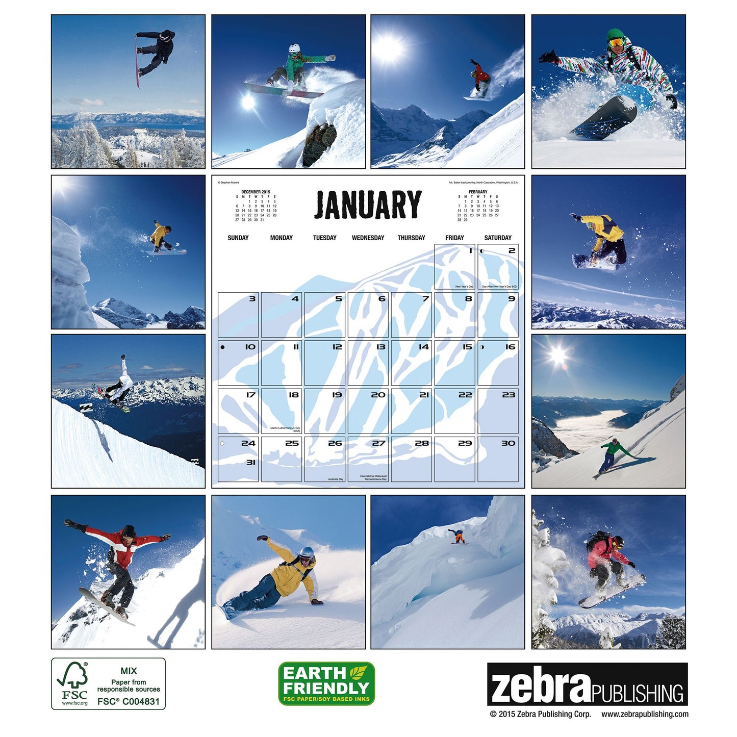 2016 Snowboarding Wall Calendar