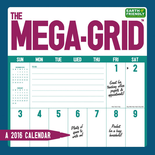 2016 Mega-Grid Wall Calendar