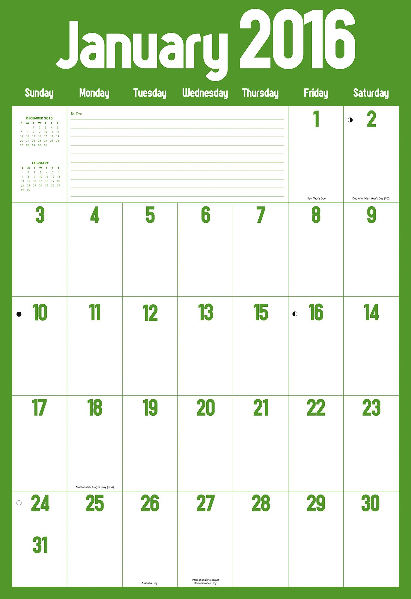 2016 Monster Grid Wall Calendar