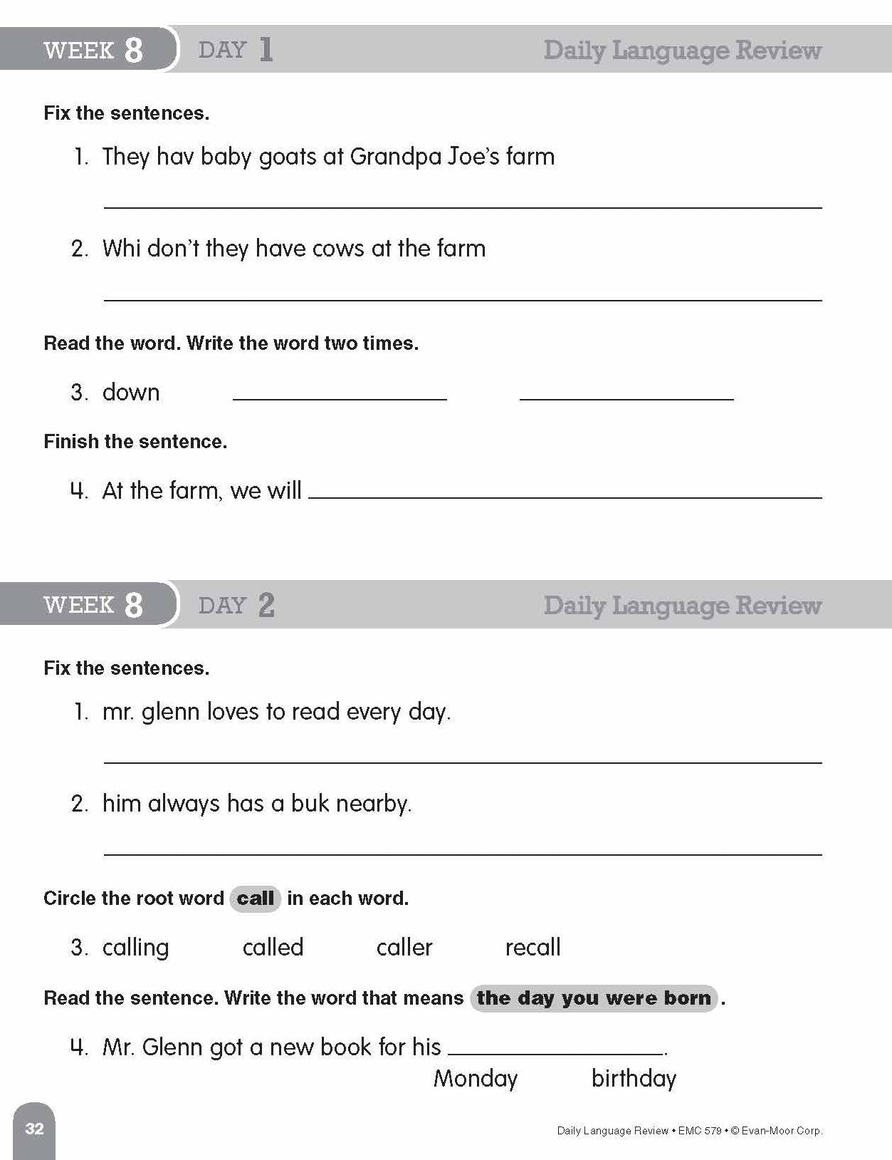 Daily Language Review Grade 1