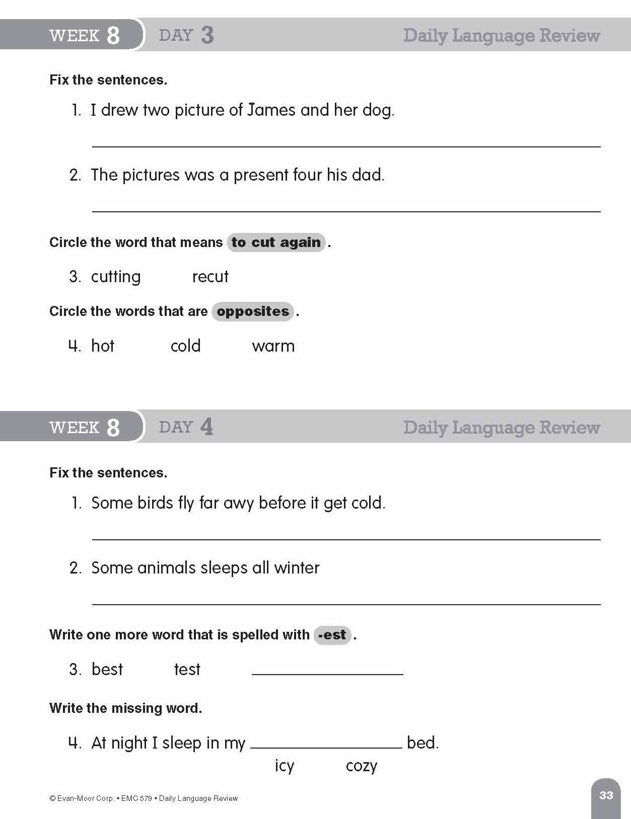 Daily Language Review Grade 1