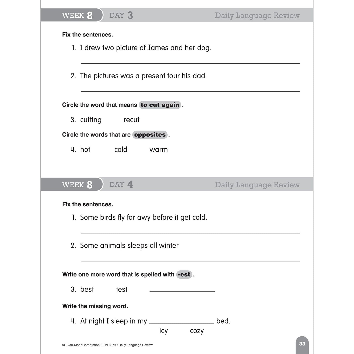 Daily Language Review Grade 1
