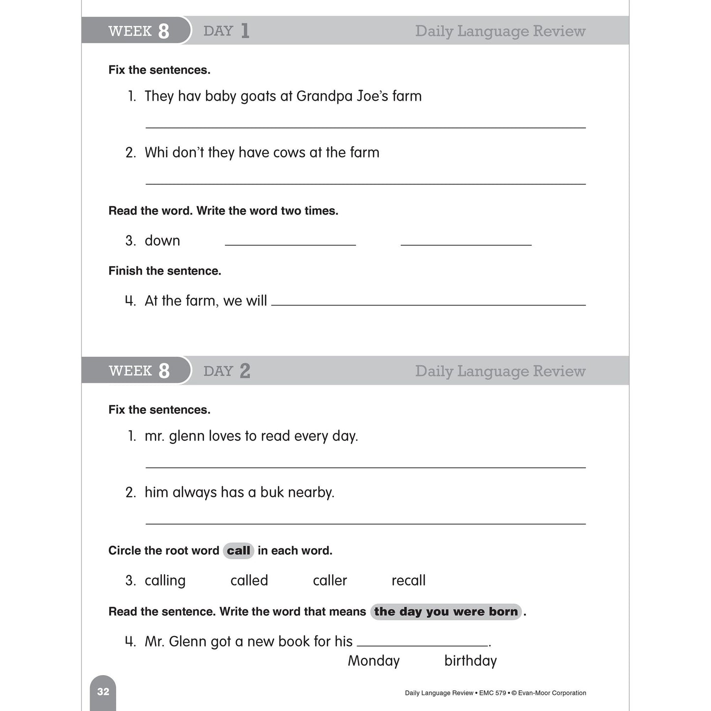 Daily Language Review Grade 1
