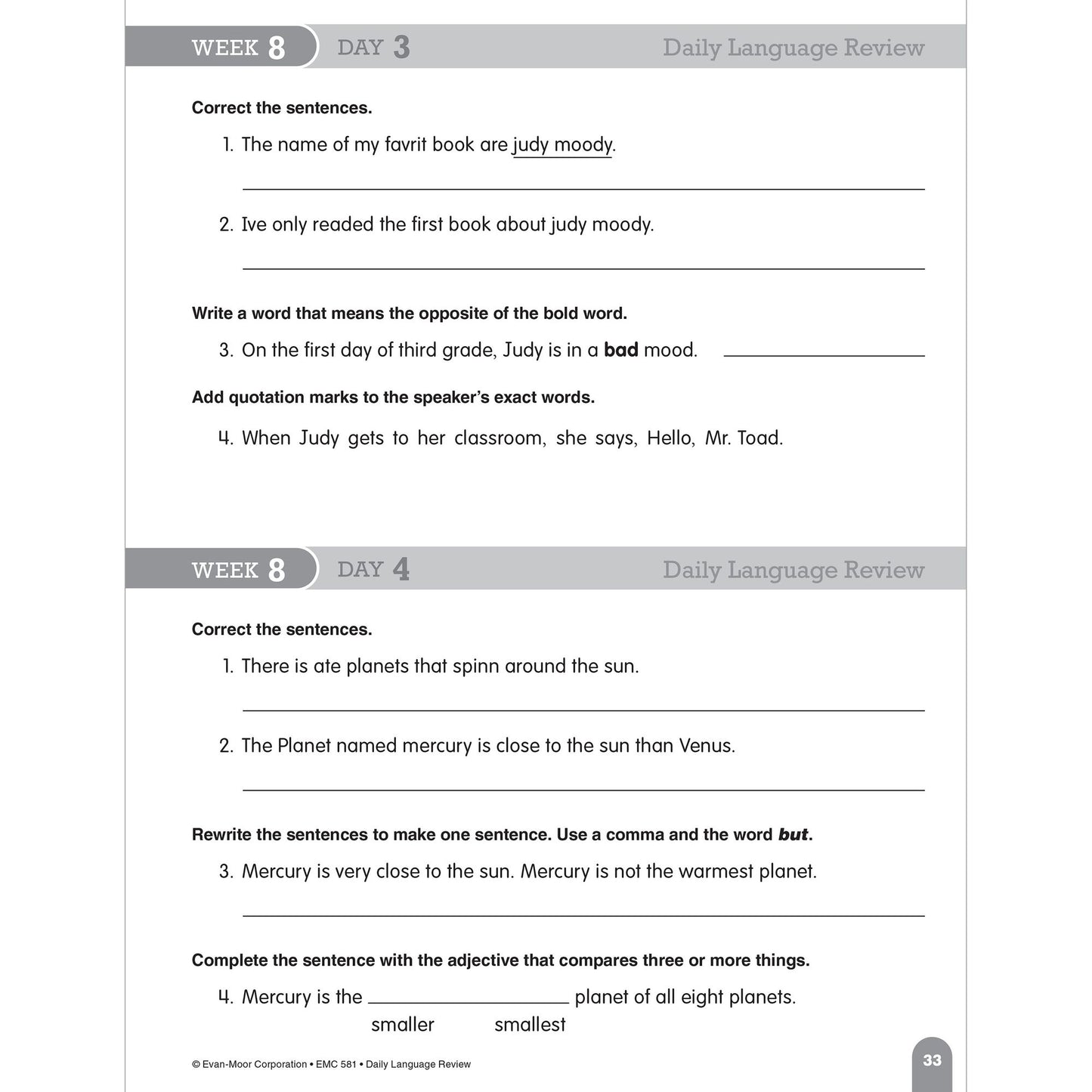 Daily Language Review Grade 3