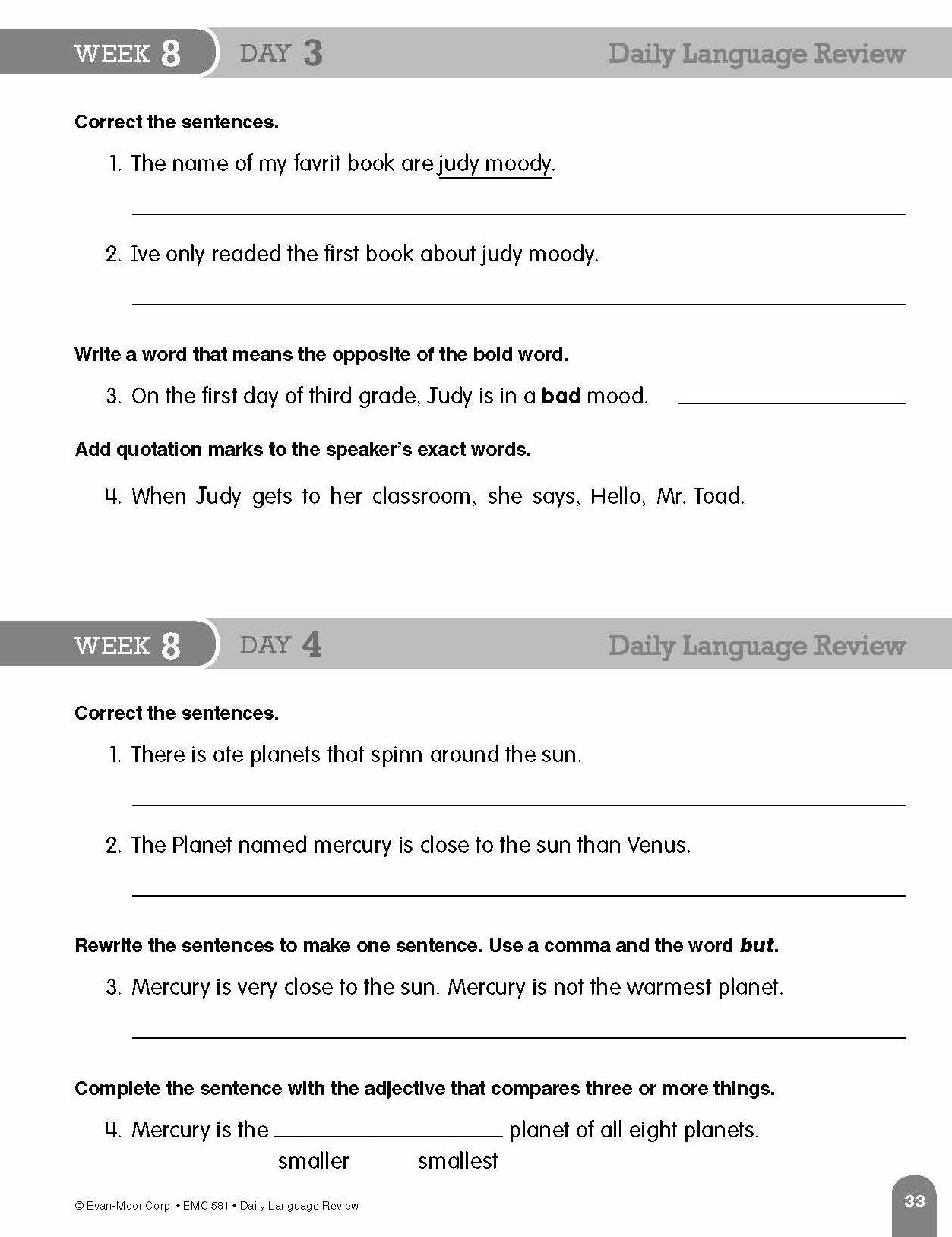 Daily Language Review Grade 3