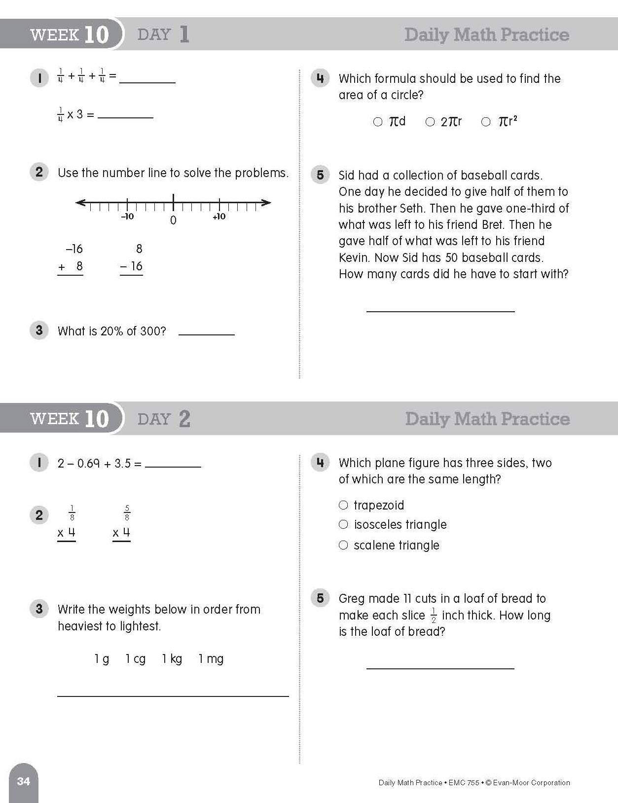 Daily Math Practice, Grade 6+