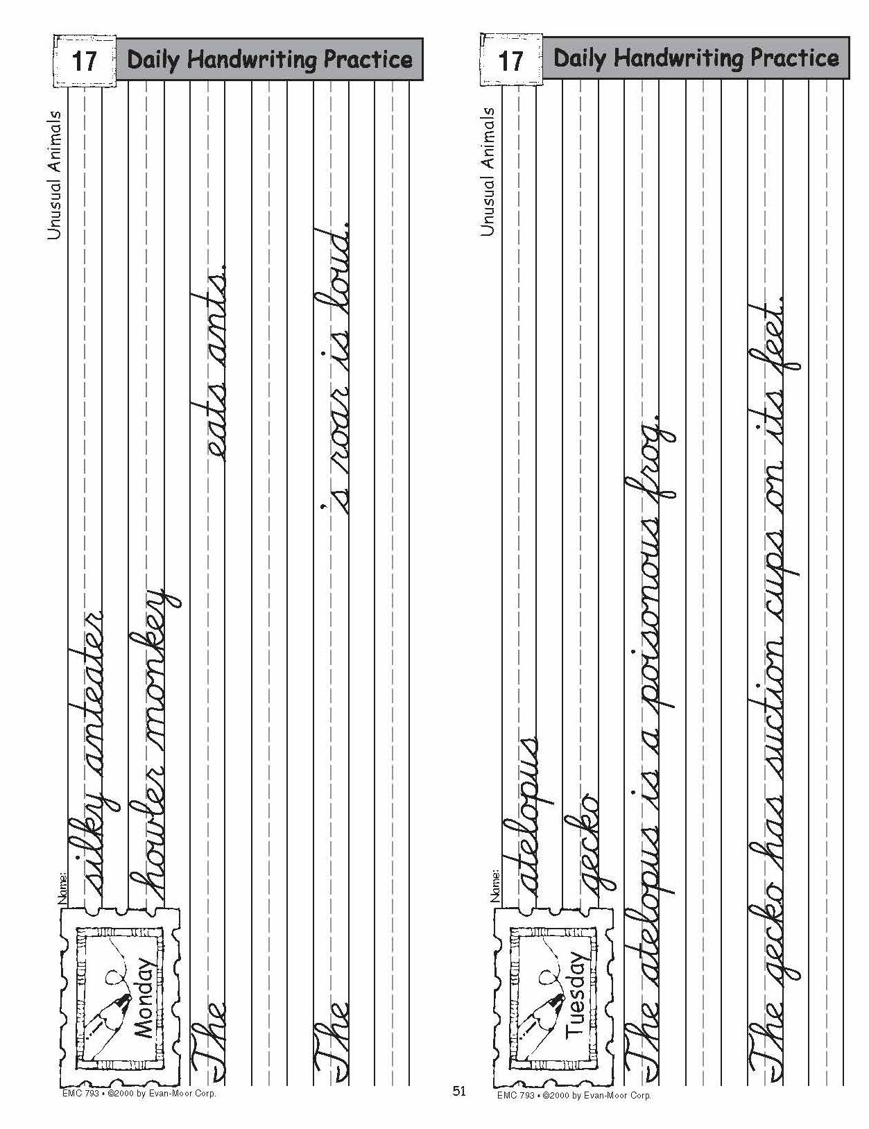 Daily Handwriting Practice, Contemporary Cursive