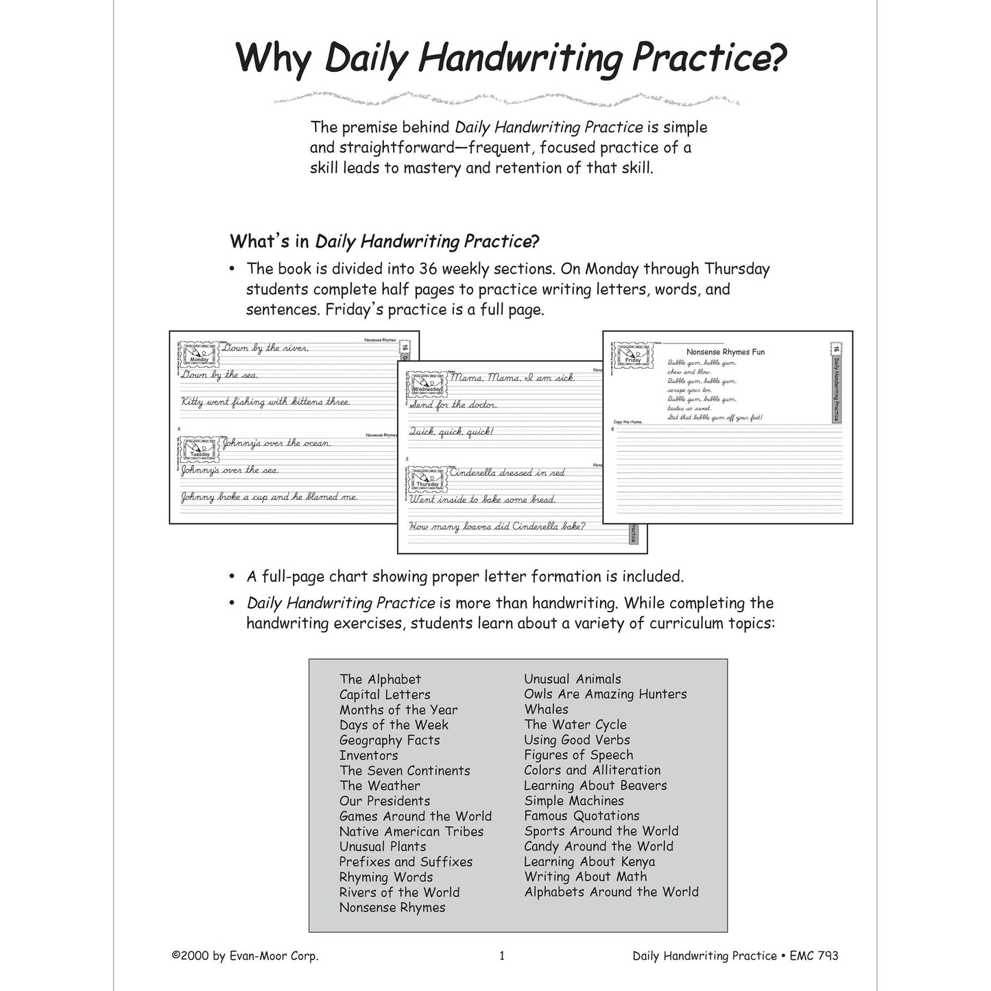 Daily Handwriting Practice, Contemporary Cursive