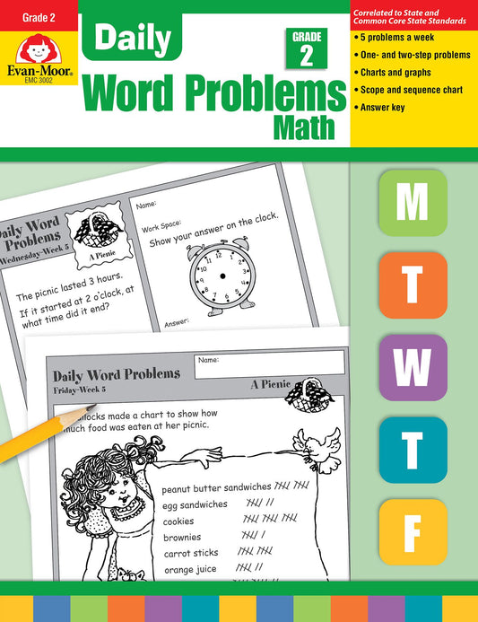 Daily Word Problems Math, Grade 2