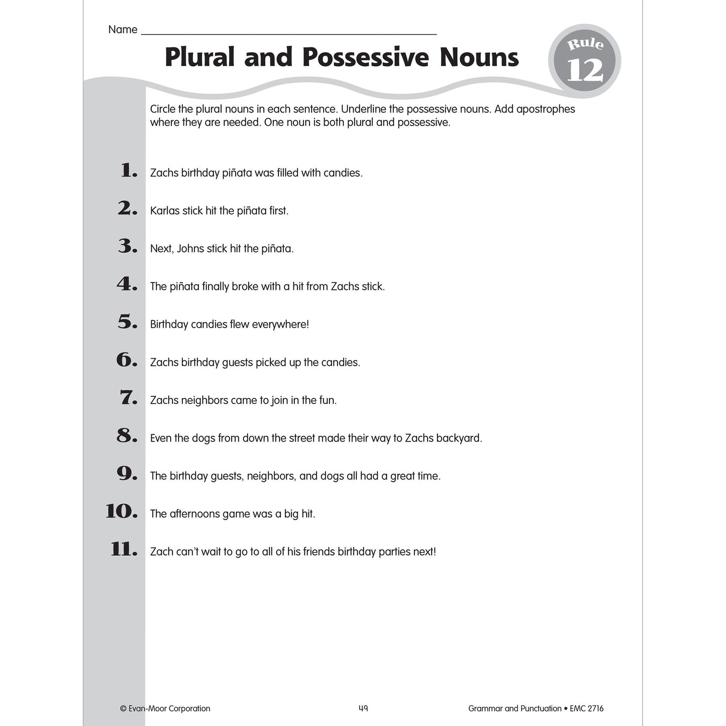 Grammar and Punctuation, Grade 6