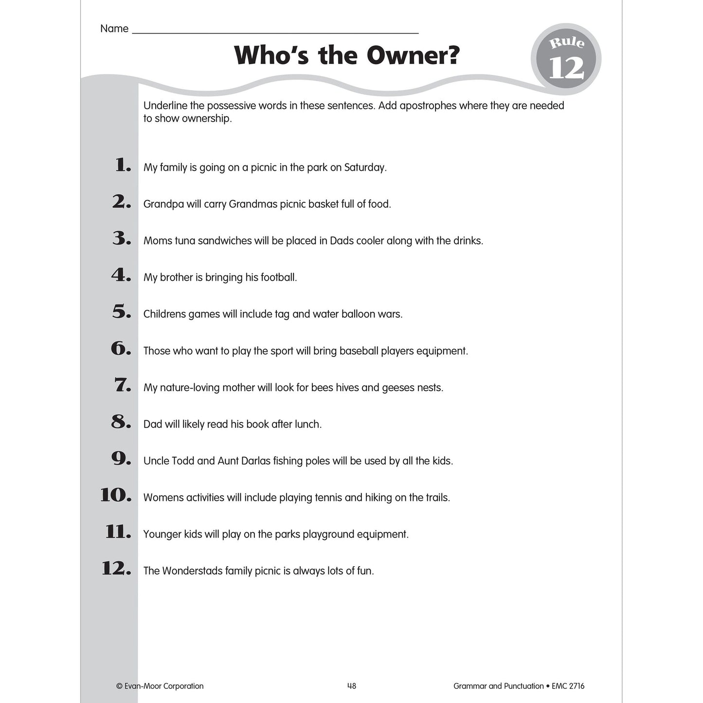 Grammar and Punctuation, Grade 6