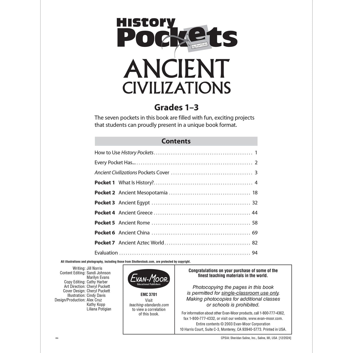 History Pockets, Ancient Civilizations, Grades 1-3