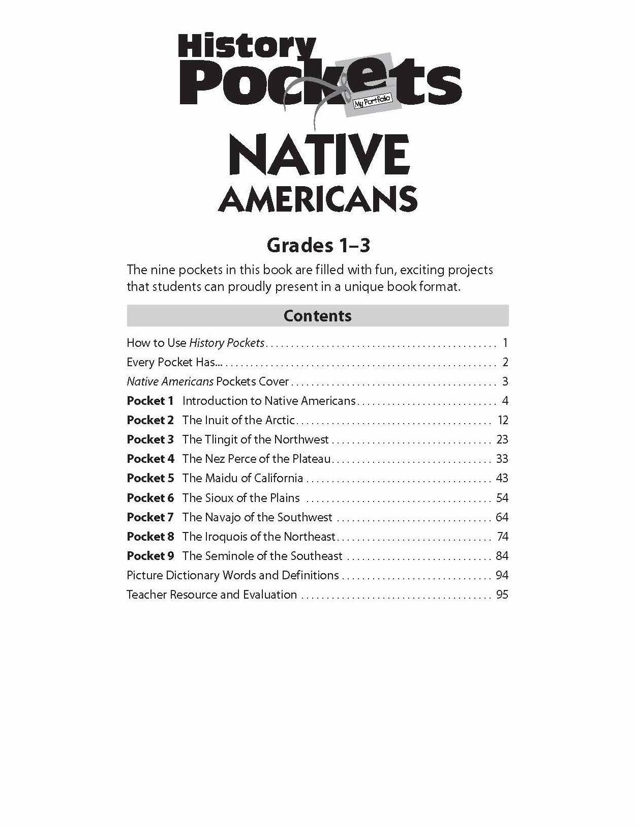 History Pockets, Native Americans, Grades 1-3