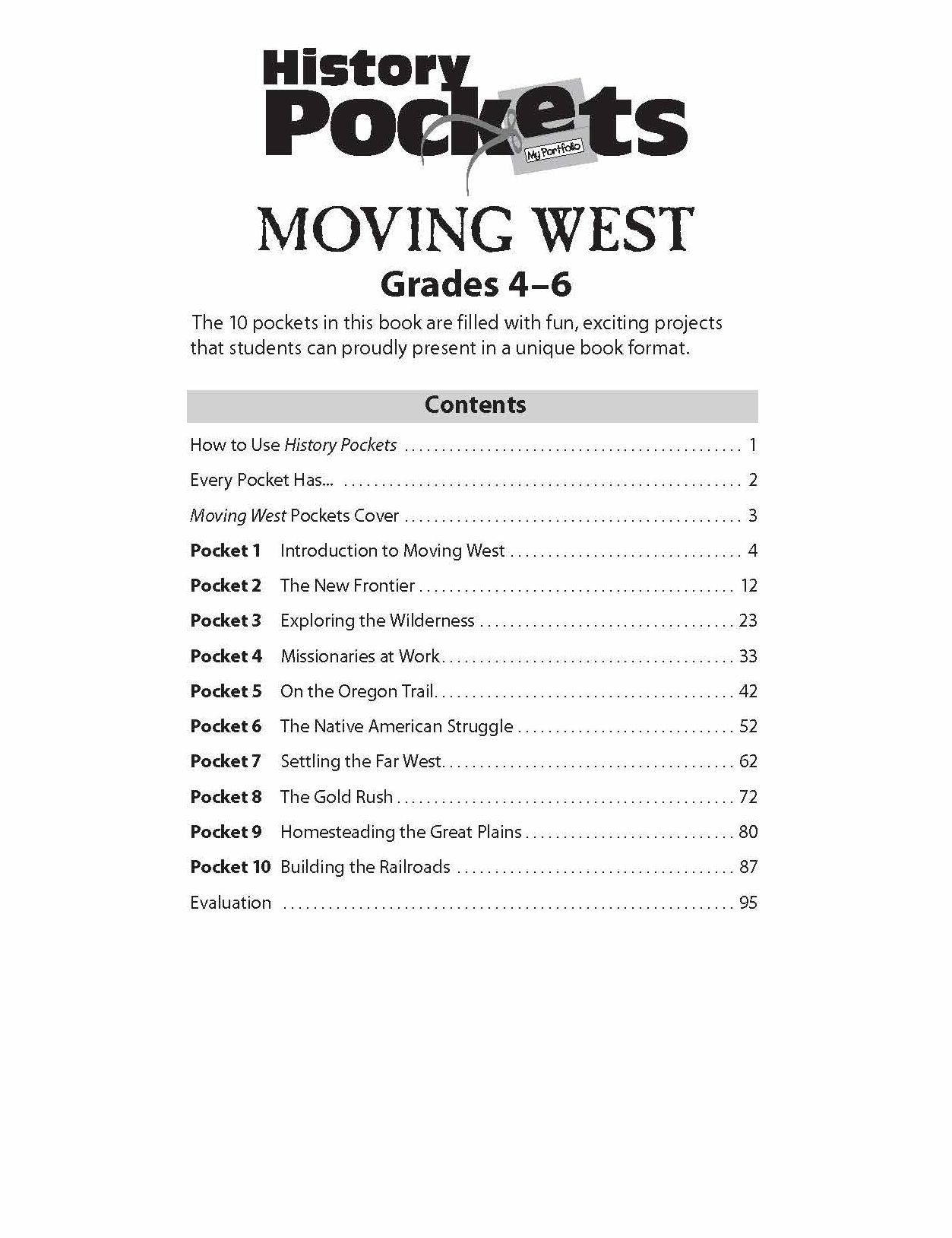 History Pockets, Moving West, Grades 4-6