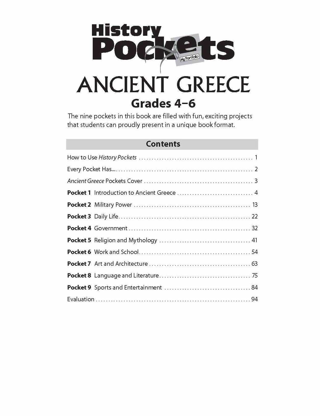 History Pockets, Ancient Greece, Grades 4-6