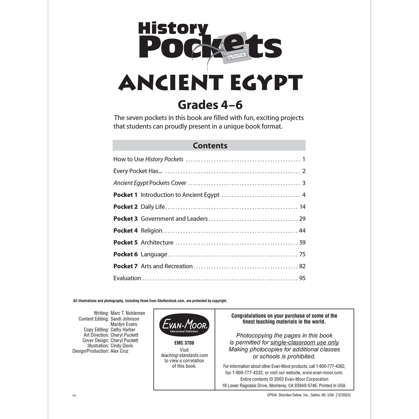 History Pockets, Ancient Egypt, Grades 4-6