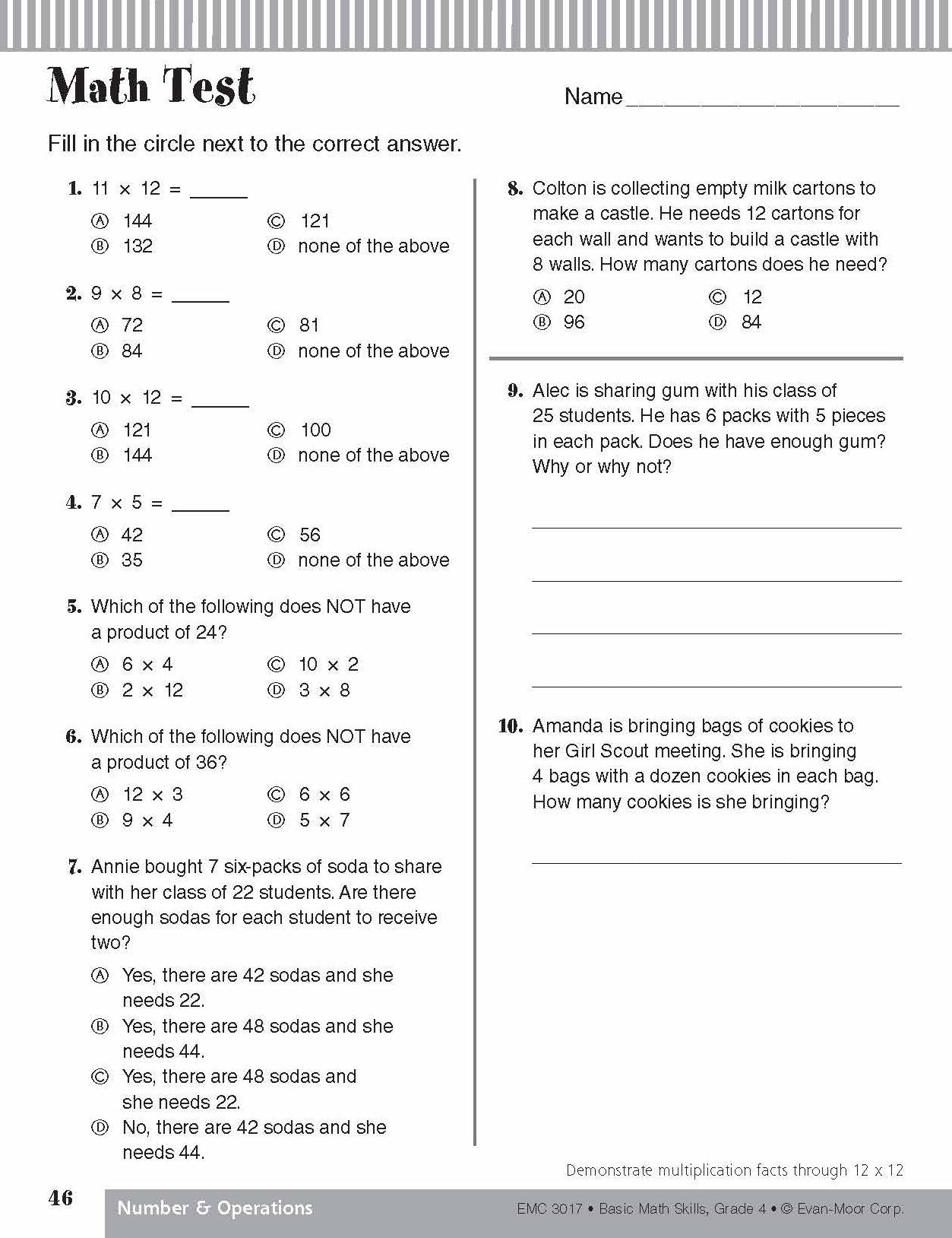 Basic Math Skills Grade 4