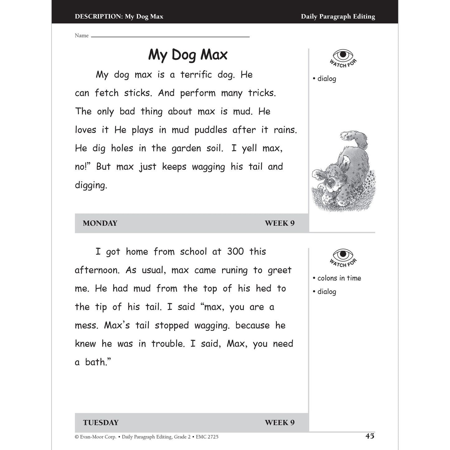 Daily Paragraph Editing Grade 2