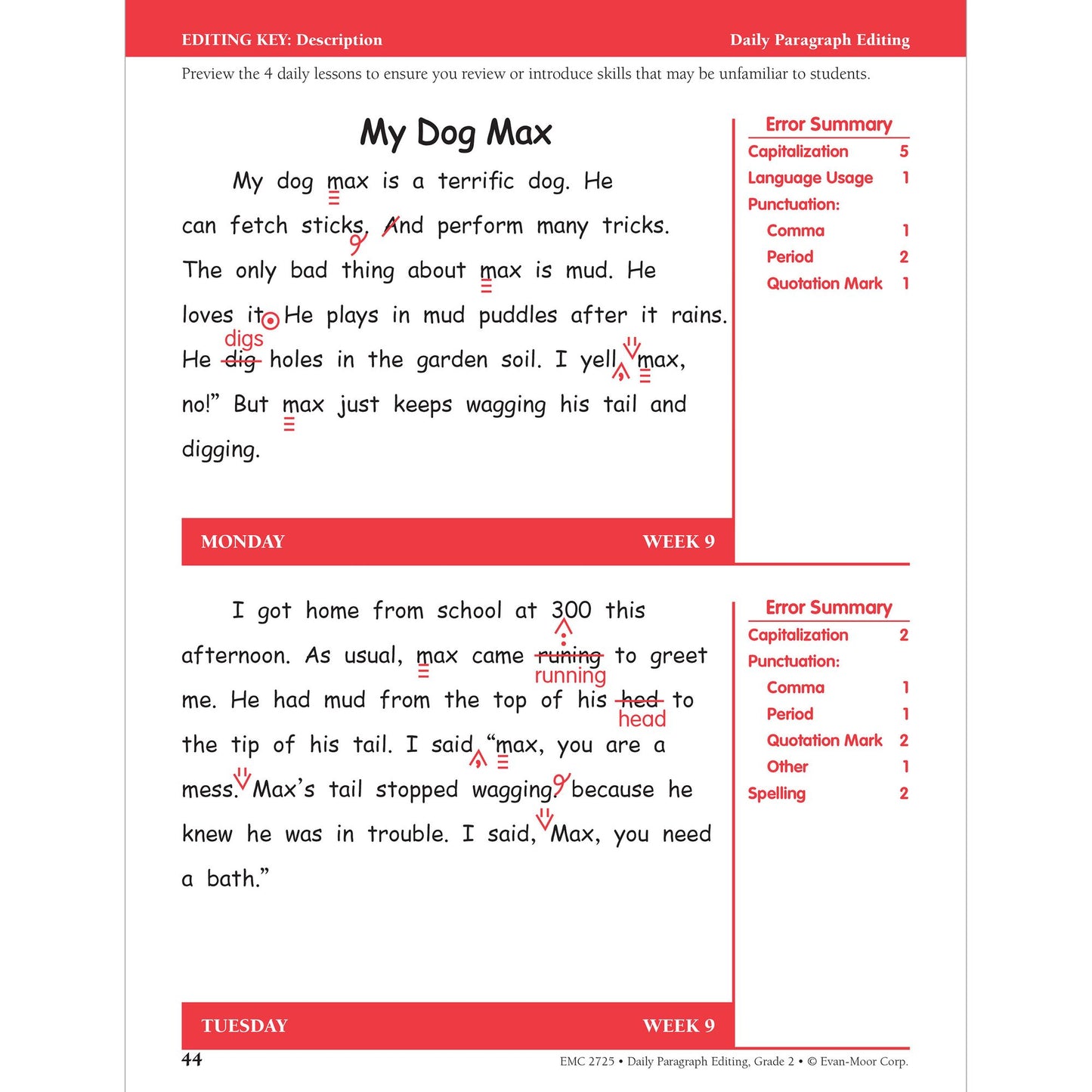 Daily Paragraph Editing Grade 2