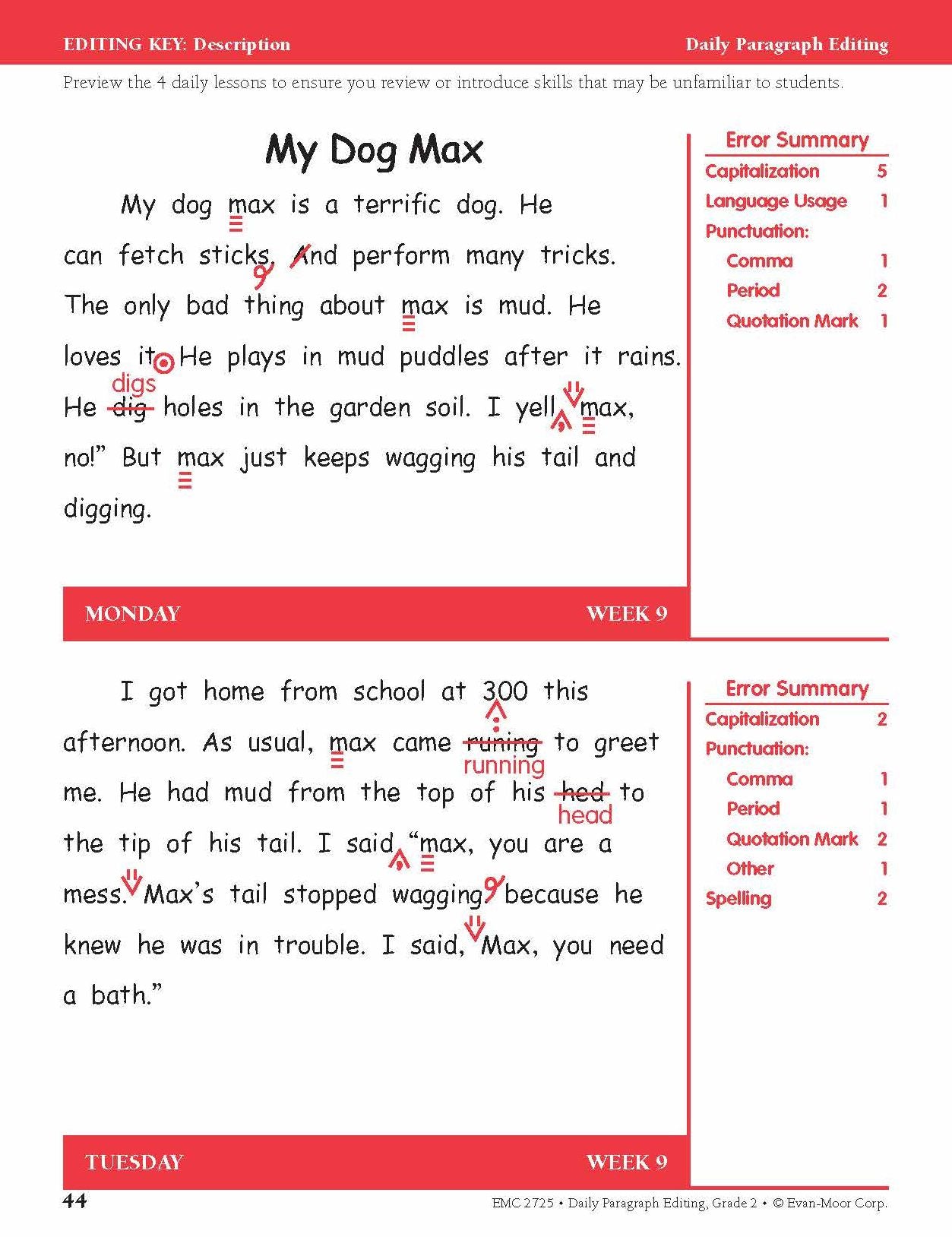 Daily Paragraph Editing Grade 2