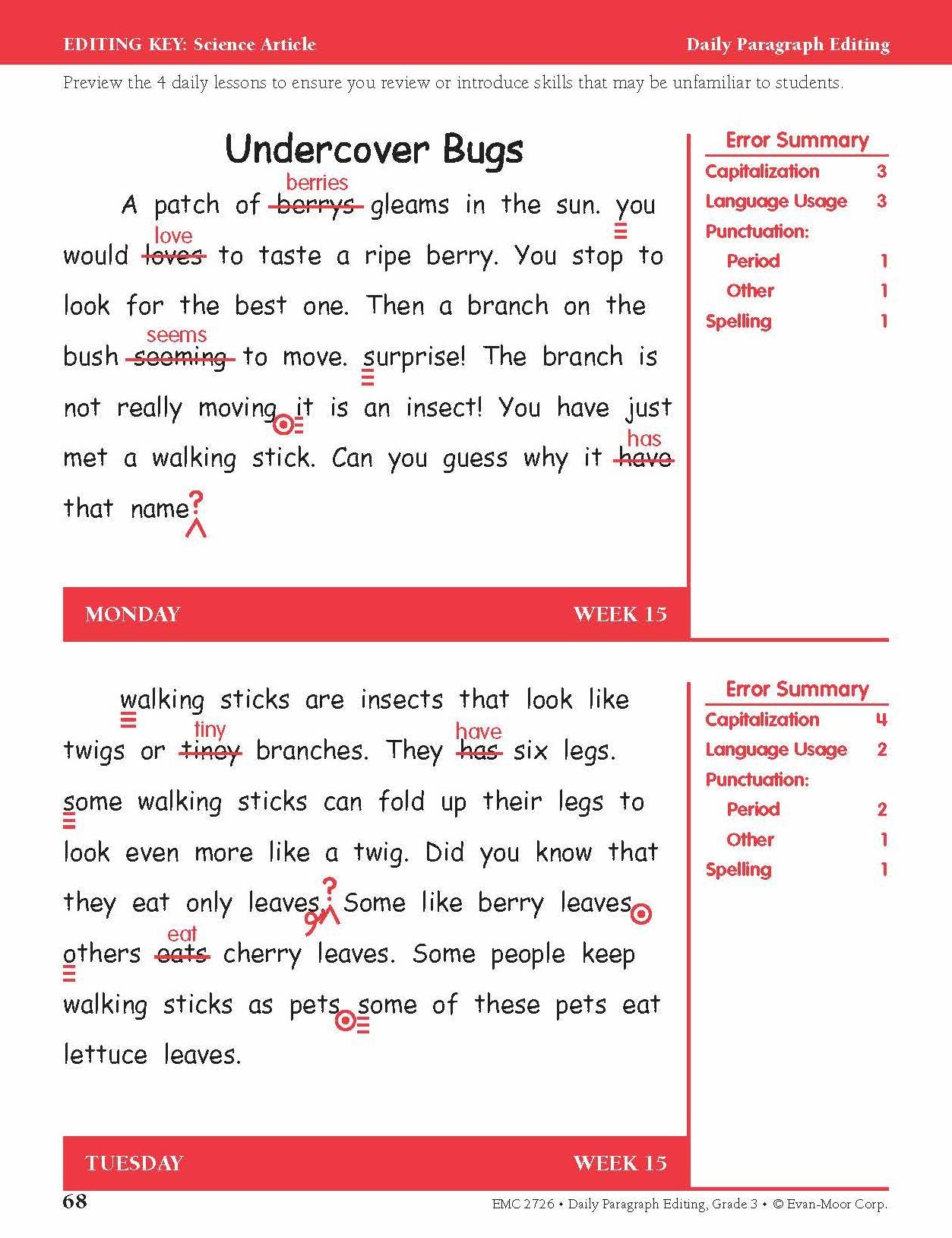 Daily Paragraph Editing Grade 3