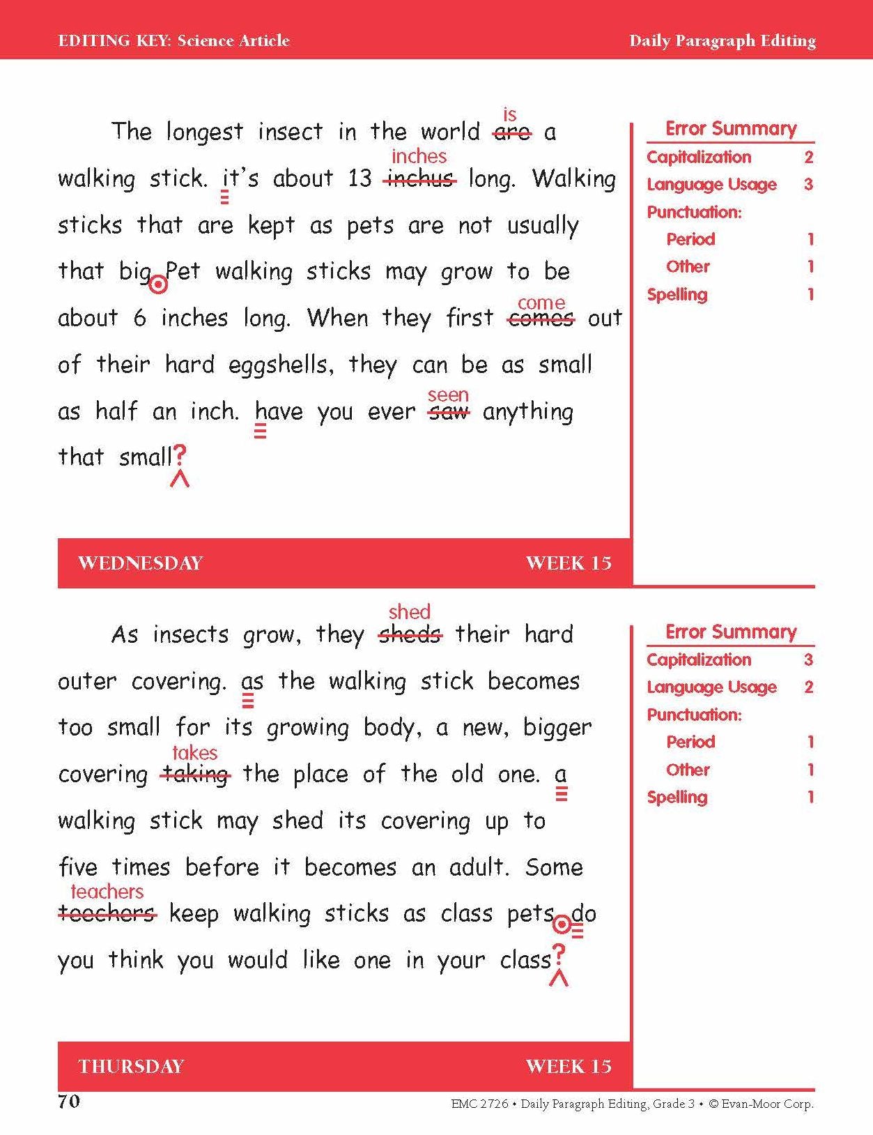 Daily Paragraph Editing Grade 3