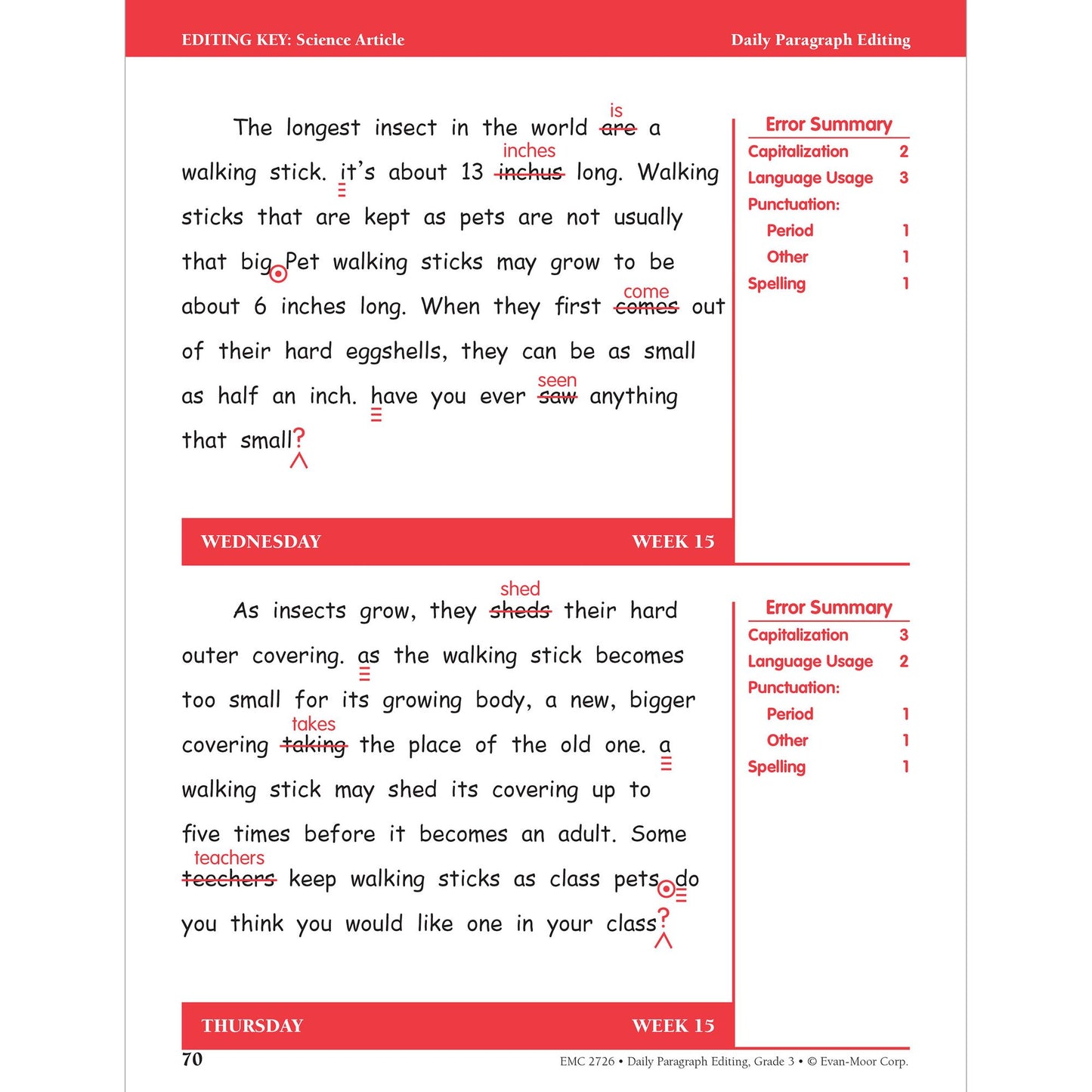 Daily Paragraph Editing Grade 3