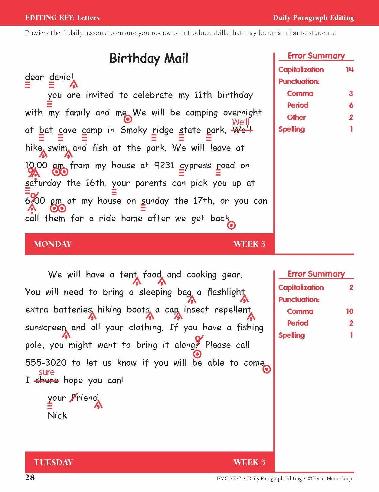 Daily Paragraph Editing Grade 4