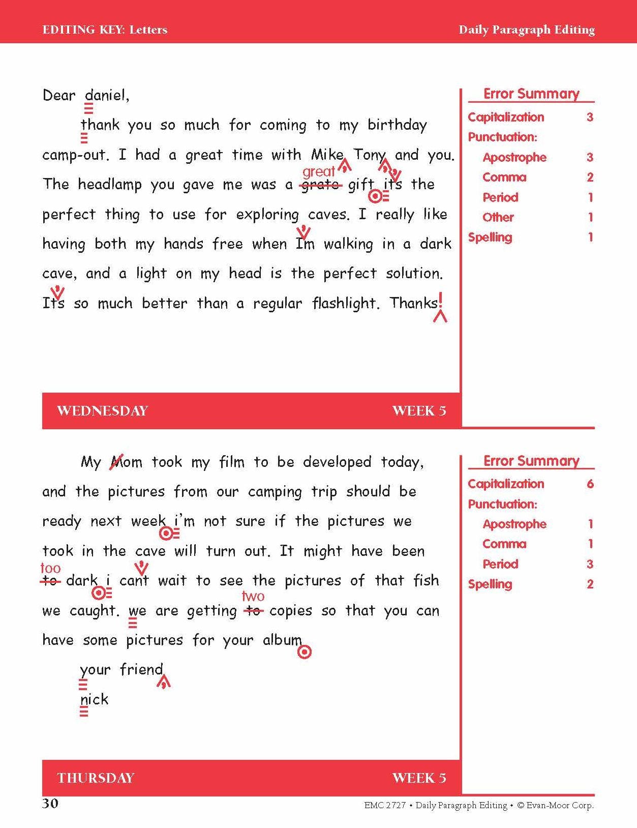 Daily Paragraph Editing Grade 4