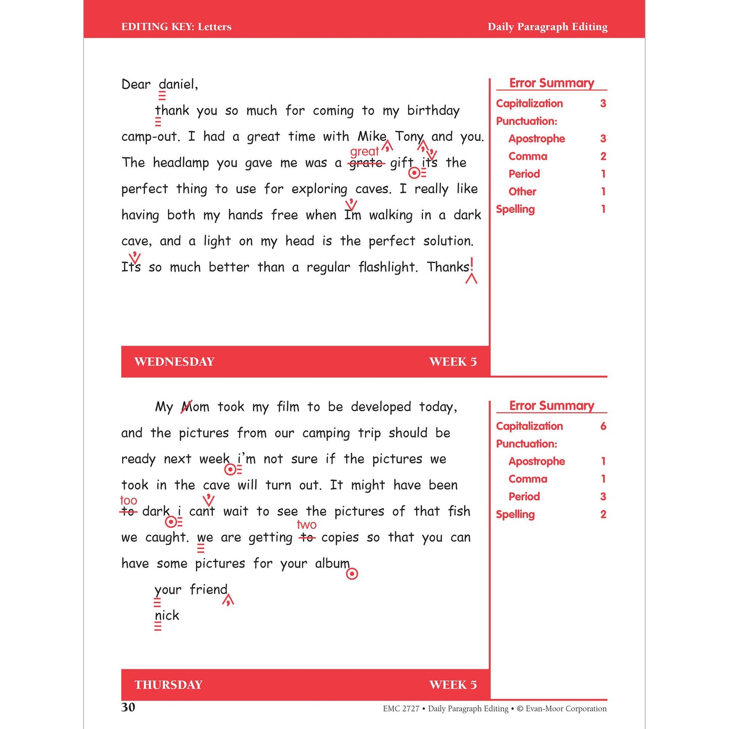 Daily Paragraph Editing Grade 4